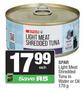 Spar Light Meat Shredded Tuna In Water Or Oil-170g Each