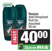 Rexona Anti-Perspirant Roll On Assorted-For Any 2 x 50ml