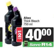 Albex Thick Bleach-For 2 x 750ml