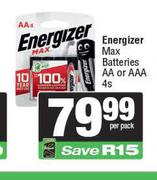 Energizer Max Batteries AA Or AAA-4s Per Pack