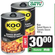 Koo Baked Beans In Tomato Sauce-For 2 x 400g