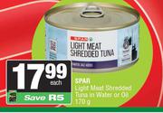 Spar Light Meat Shredded Tuna In Water Or Oil-170g