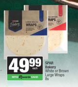 Spar Bakery White Or Brown Large Wraps-8s Pack