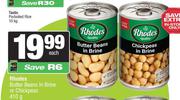 Rhodes Butter Beans In Brine Or Chickpeas-410g