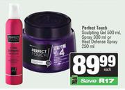 Perfect Touch Sculpting Gel 500ml, Spray 300ml Or Heat Defence Spray 250ml