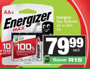 Energizer Max Batteries AA Or AAA-4's