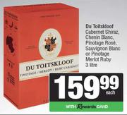 Du Toitskloof Cabernet Shiraz,Chenin,Pinotage Rose,Sauvignon Blanc Or Pinotage Merlot Ruby-3L