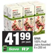 Spar 100% Fruit Juice Assorted-6 x 200ml