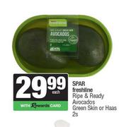 Spar Freshline Ripe & Ready Avocados (Green Skin Or Haas)-2s Pack