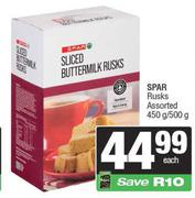 Spar Rusks Assorted-450g/500g Each
