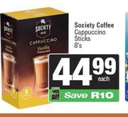 Society Coffee Cappuccino Sticks-8's Pack