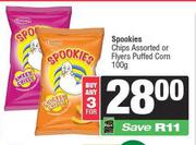 Spookies Chips Assorted Or Flyers Puffed Corn-For Any 3 x 100g