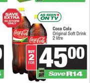 Coca-Cola Original Soft Drink-For 2 x 2Ltr