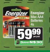 Energizer Max AA4 Batteries-4 Per Pack