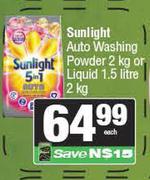 Sunlight Auto Washing Powder 2kg Or Liquid 1.5Ltr 2kg-Each