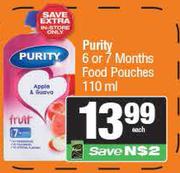 Purity 6 Or 7 Months Food Pouches-110ml Each