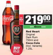 Red Heart Original Dark Rum 750ml And Coca Cola (Incl Variants) 1.25Ltr-For Both Per Combo