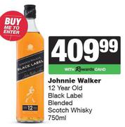 Johnnie Walker 12 Year Old Black Label Blended Scotch Whisky-750ml