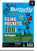 Butterfly A4 Filing Pockets (100-Pack)