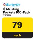 Butterfly A4 Filing Pockets (100-Pack)