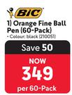 BIC Orange Fine Ball Pen (Black)-Per 60 Pack