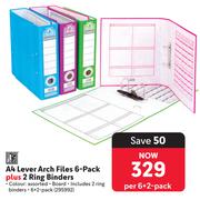 A4 Lever Arch Files (6-Pack Plus 2 Ring Binders)-Per 6 +2 Pack