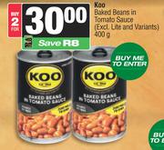 Koo Baked Beans In Tomato Sauce-For 2 x 400g