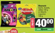 Maynards Gums, Sweets, Jellies 100g or Allsorts Liquorice 150g-For Any 2