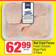 Red Crest Farms Fresh Chicken Braai Pack (4 Piece)-Per Kg