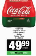 Coca-Cola Original Or Zero Or Fanta, Sprite Or Stoney Regular  Range-6 x 300ml Per Pack