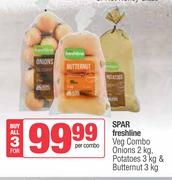 Spar Freshline Veg Combo Onions 2Kg,Potatoes 3Kg & Butternut 3Kg-For 3