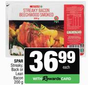 Spar Streaky, Back Or Lean Vacon-200g Each