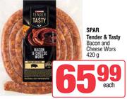 Spar Tender & Tasty Bacon And Cheese Wors-420g