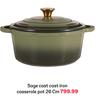 Sage Cast Cast Iron Casserole Pot 26cm