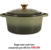 Sage Cast Cast Iron Casserole Pot 26cm