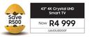Samsung 43" 4K Crystal UHD Smart TV UA43U8000F