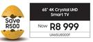 Samsung 65" 4K Crystal UHD Smart TV UA65U8000F