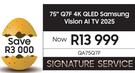 Samsung 75" Q7F 4K QLED Vision AI TV 2025 QA75Q7F