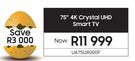 Samsung 75" 4K Crystal UHD Smart TV UA75U8000F