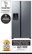 Samsung Bespoke 617L AI Side By Side With Smart Things (WiFi) Non Plumbed Blk (Silver) RS70F65K2F/FA