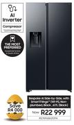 Samsung Bespoke 617L AI Side By Side With Smart Things (WiFi) Non Plumbed Black RS70F65K2F/FA