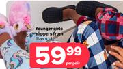 Younger Girls Slippers Sizes 4-1 (Priced From)-Per Pair