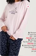 Women's PJ Sets XS-XXL (Priced From)-Per Set