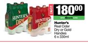Hunter's Real Cider Dry Or Gold Handies-For 2 x 6 x 330ml