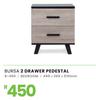 Bursa Bedroom 2 Drawer Pedestal 450 x 360 x 510mm 8-460