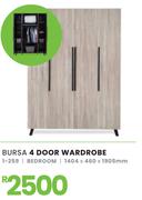 Bursa Bedroom 4 Door Wardrobe 1404 x 460 x 1905mm 1-259