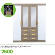 Rome 4 Door Bedroom Wardrobe With Mirrors 1940 x 1595 x 420mm 1-274