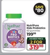 NutriPure Kids Probiotics 60 Gummies-For 2