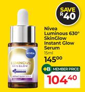 Nivea Luminous 630 Degree Skin Glow Instant Glow Serum-15ml