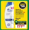 Head & Shoulders Shampoo Or Conditioner-For 2 x 275ml/300ml/360ml/400ml